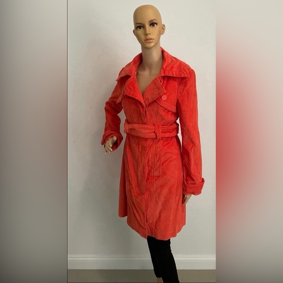 Orange Collared Bebe Midi Belted Petticoat Jacket - Picture 3 of 7